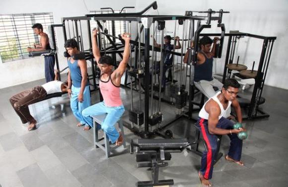 a group of people working out in a gym