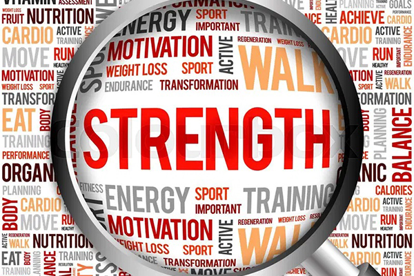 a magnized word cloud with the words strength and strength under a magnized word